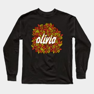 olivia, name art in leaves. Long Sleeve T-Shirt